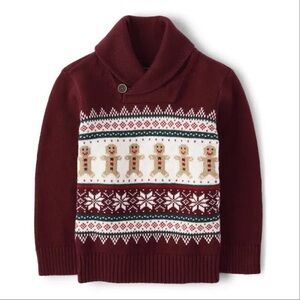 The Children’s Place Gingerbread Boy 3T Christmas Sweater Burgundy Holiday Xmas